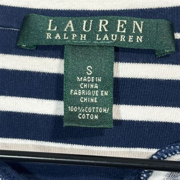 Lauren Ralph Lauren Blazer S Navy Stripe Knit Jacket Gold Button Nautical Preppy - Picture 4 of 8